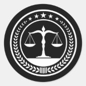 Sticker Rond Scales noires et blanches classiques de justice |  (Devant)