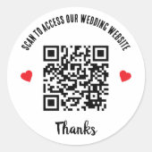 Sticker Rond Scan To Access Wedding Website Red Heart QR Code (Devant)