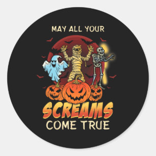 Sticker Rond Scandale Skeleton Monstres Fantôme Funny Lazy Dépl