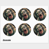 Sticker Rond Scander Zombie (Feuille)