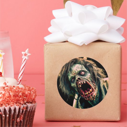 Sticker Rond Scander Zombie (Fête)