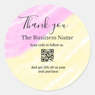 Sticker Rond Scannez le QR pour nous suivre code de réduction m