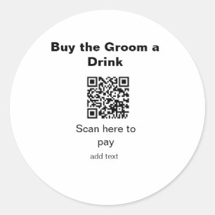 Sticker Rond scannez le QR pour payer un verre au marié garçon