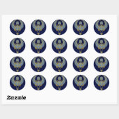Sticker Rond Scarab à ailes égyptiennes, bleu (Feuille)