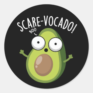 Sticker Rond Scare vocaco Drôle Avocado Puns Dark BG
