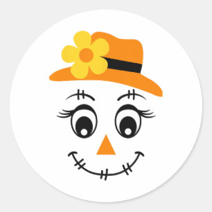 Sticker Rond Scarecrow Face mignonne Halloween Garçons Filles F