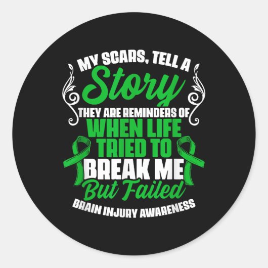 Sticker Rond Scars Raconter l'histoire Traumatisme Brain Brain  (Devant)
