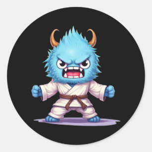 Sticker Rond Scary Martial Arts Fighter Karate Boxer Comt Kung