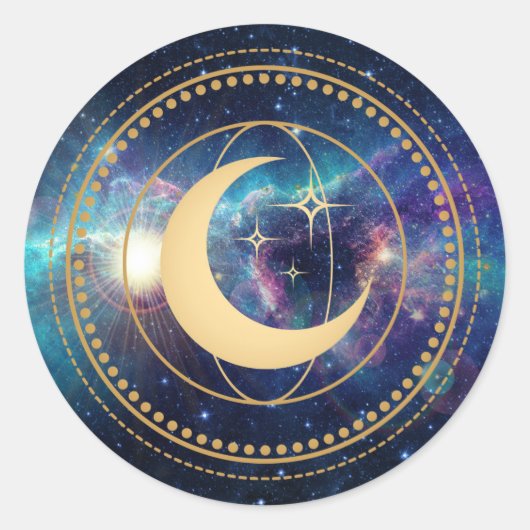 Sticker Rond Sceau à coller céleste Galaxy Moon (Devant)