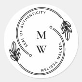 Sticker Rond Sceau artiste de l'authenticité Monogramme (Devant)