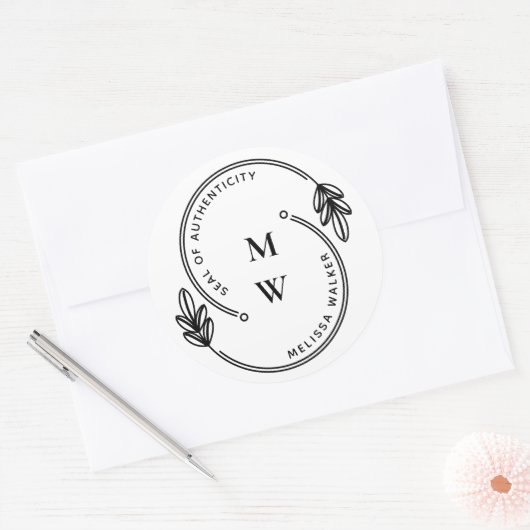 Sticker Rond Sceau artiste de l'authenticité Monogramme (Enveloppe)