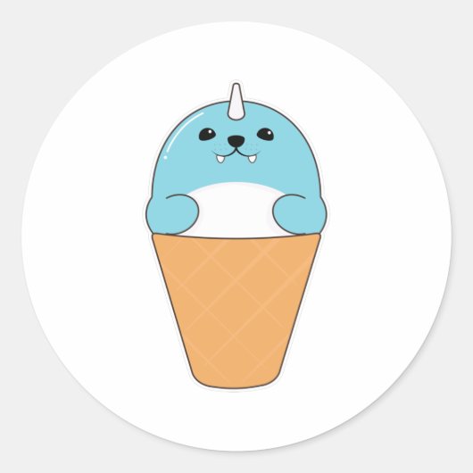 Sticker Rond Sceau avec cône de crème glacée (Devant)
