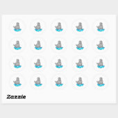 Sticker Rond Sceau avec flocons de glace (Feuille)