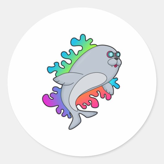 Sticker Rond Sceau avec lunettes (Devant)