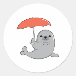 Sticker Rond Sceau avec parapluie