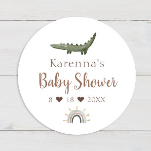 Sticker Rond Sceau Baby shower d'enveloppe Boho Safari Aquarell