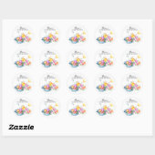 Sticker Rond Sceau Baby shower Enveloppe Tulipes Springtime (Feuille)