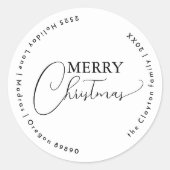 Sticker Rond Sceau blanc simple moderne joyeux Enveloppe Noël (Devant)