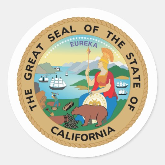 Sticker Rond Sceau californien, Californie (Devant)