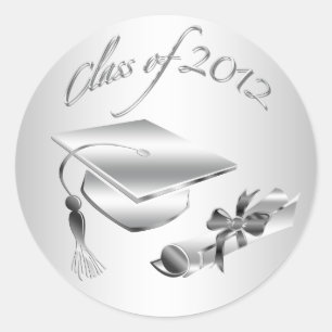 Sticker Rond Sceau Casquette et diplôme Silver 2012