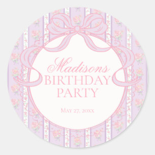 Sticker Rond Sceau Cercle Anniversaire Floral Fancy Vintage Vio