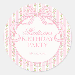 Sticker Rond Sceau circulaire de naissance floral fantaisie vin