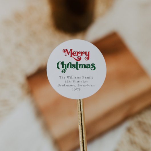 Sticker Rond Sceau classique simple joyeux d'enveloppe de Noël
