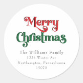 Sticker Rond Sceau classique simple joyeux d'enveloppe de Noël (Devant)