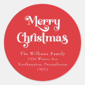 Sticker Rond Sceau classique simple rouge Joyeux Noël Enveloppe (Devant)