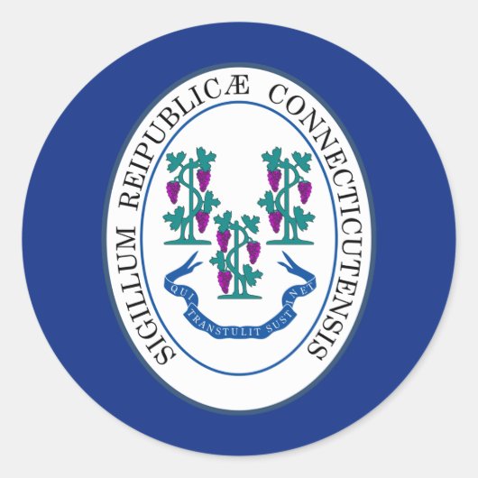 Sticker Rond Sceau Connecticuter, Connecticut (Devant)