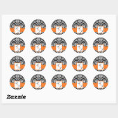 Sticker Rond Sceau Damask Mariage Monogramme orange (Feuille)