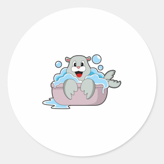 Sticker Rond Sceau dans la baignoire (Devant)