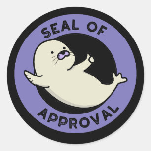 Sticker Rond Sceau d'approbation Drôle Seal Pun Dark BG