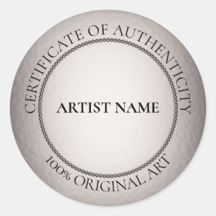 Sticker Rond Sceau d'argent Faux Certificat d'authenticité Art