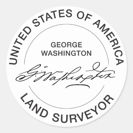 Sticker Rond Sceau d'arpenteur terrestre George Washington USA (Devant)