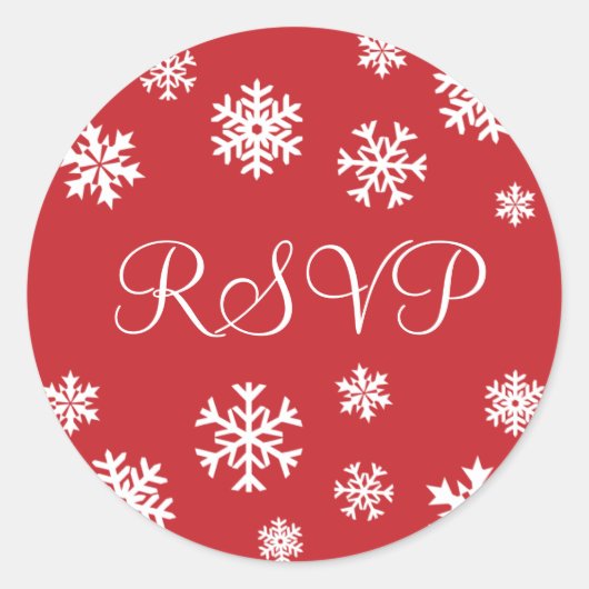 Sticker Rond Sceau d'autocollant RSVP Snowflakes (Devant)