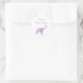 Sticker Rond Sceau de Baby shower d'éléphant violet et gris (Sac)