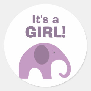 Sticker Rond Sceau de Baby shower d'éléphant violet foncé