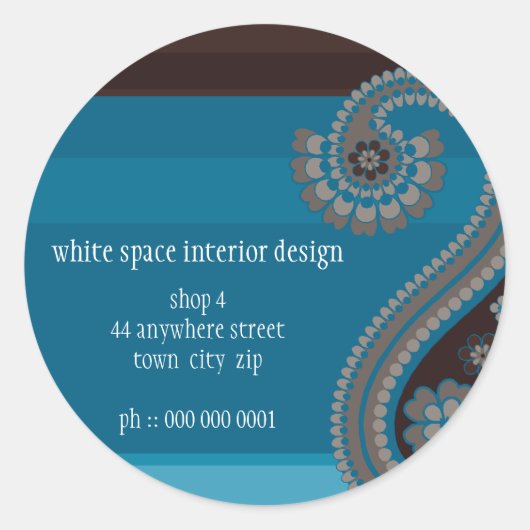 Sticker Rond SCEAU DE BÂTIMENT :: Paisley 1 (Devant)