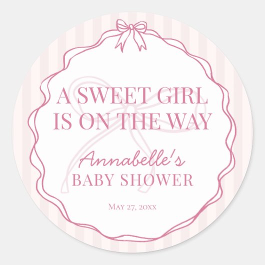 Sticker Rond Sceau de cachet d'invitation de Baby Shower pastel (Devant)