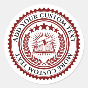 Sticker Rond Sceau de certificat couleur et texte 3D personnali