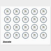 Sticker Rond Sceau de chasse de canard colvert Gingham Shower d (Feuille)