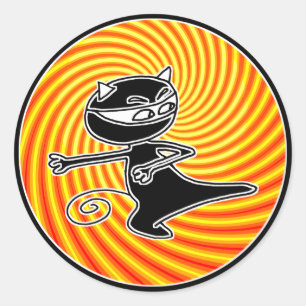 Sticker Rond Sceau de chat Ninja