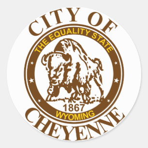 Sticker Rond Sceau de Cheyenne, Wyoming