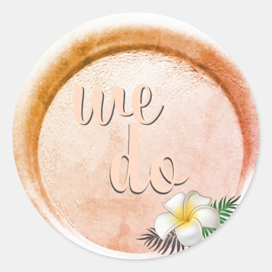 Sticker Rond *~* Sceau de cire à cacheter floral bronze pêche M (Devant)