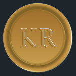 Sticker Rond Sceau de cire à monogramme élégant or vintage<br><div class="desc">Sceau de cire à monogramme élégant or vintage</div>
