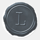 Sticker Rond Sceau de cire Argent Bleu Monogramme L initial (Devant)
