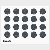 Sticker Rond Sceau de cire Argent Bleu Monogramme Z initial (Feuille)