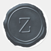 Sticker Rond Sceau de cire Argent Bleu Monogramme Z initial (Devant)