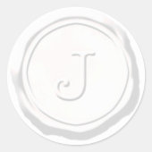 Sticker Rond Sceau de cire blanc Monogramme J initial (Devant)